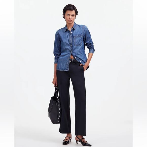 Madewell Kick Out Crop Pants in Wool-Blend Twill - Picture 1 of 5